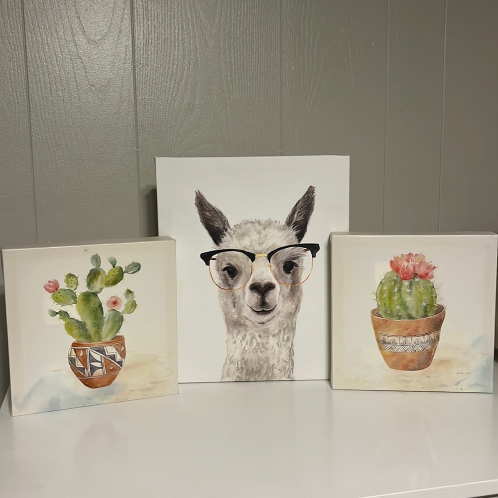 Llama and Cactus Canvas Set